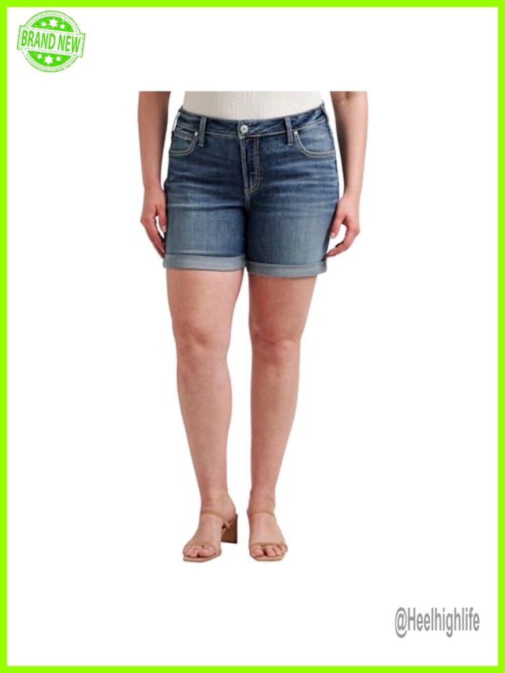 Plus Size Boyfriend Mid Rise Denim Shorts 6" Inseam
